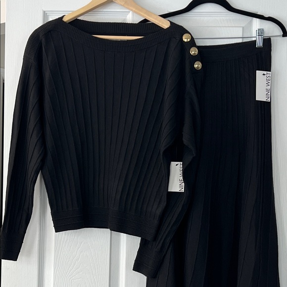 Nine West Other - Nine West Black Knit Matching Top and Skirt Set NWT